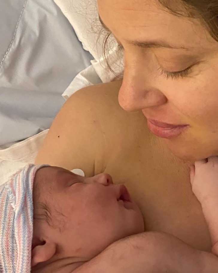 Margarita Levieva and her newborn child
