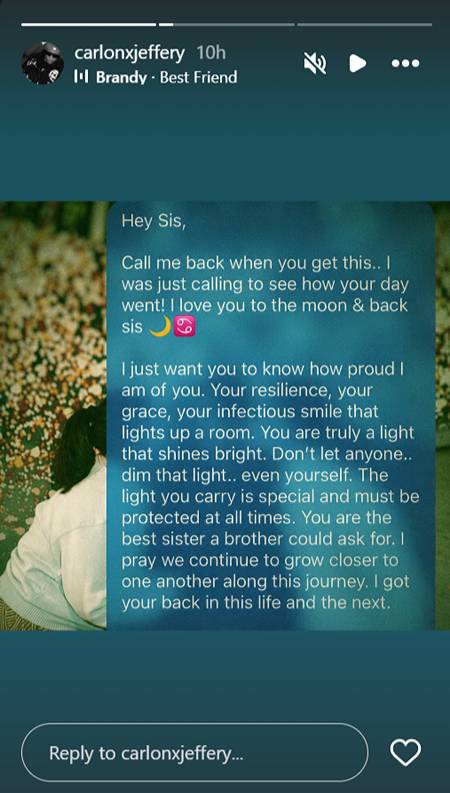 Carla Jeffery twin Brother Carlon Jeffery Pays Tribute to His Sister Through An Instagram Story